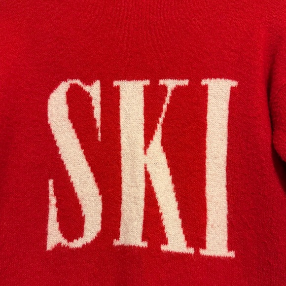 Cupcakes & Cashmere SKI Red Mock Turtleneck Oversized Pullover Sweater Size XS - Picture 4 of 7